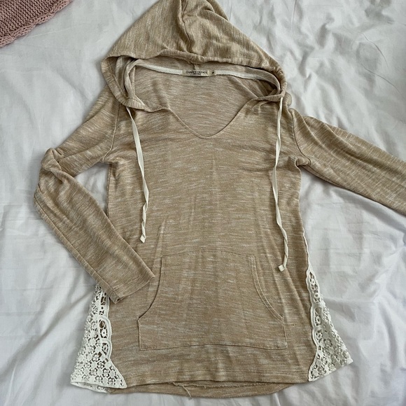 Chance or Fate Tops - Beige Long Sleeve With Hood